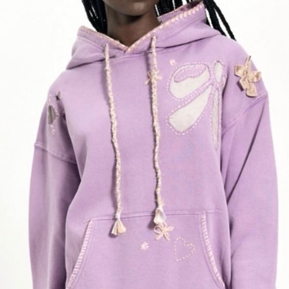 NWT Free People x We The Free Love Letters Hoodie 💜 Lavender - Picture 6 of 16